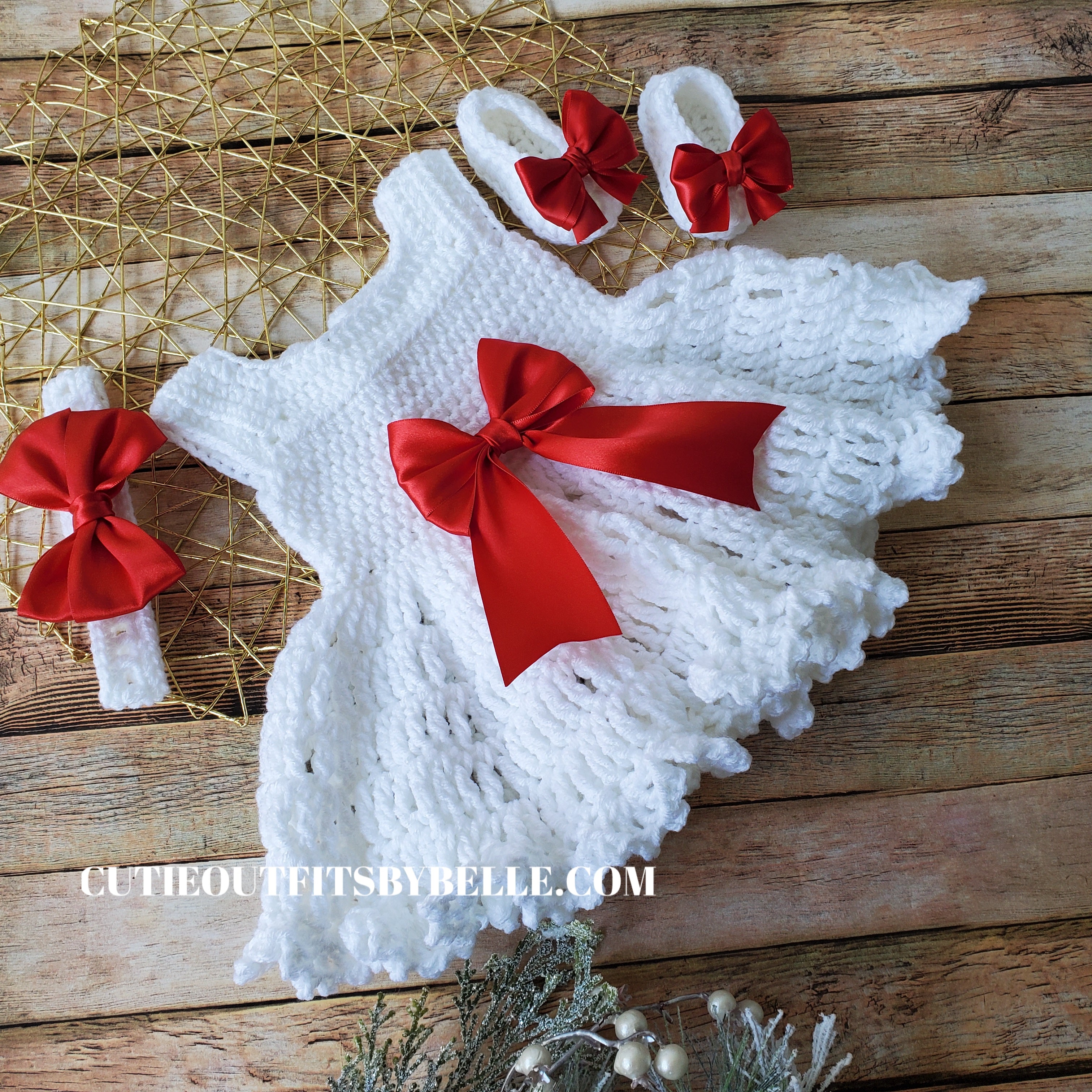 Christmas Crochet Baby Dress, White Crochet Baby Outfit, Baby Photo Pr   Cutie Outfits by Belle