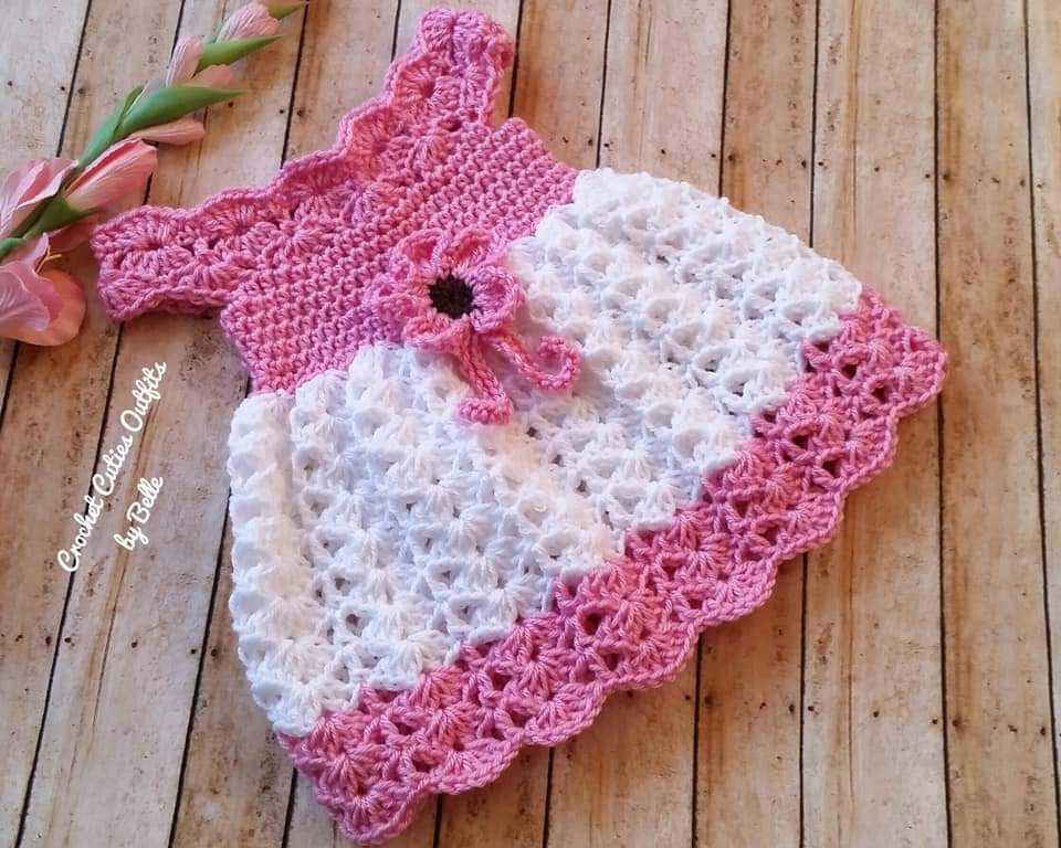 pink crochet baby dress