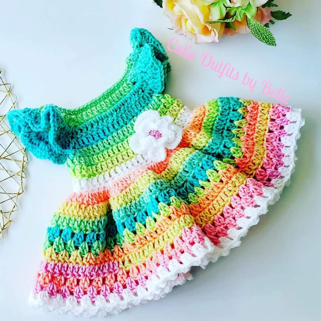 easy crochet newborn dress Super Easy Crochet baby dress or frock 0-3 months and up to 12M LEFT HANDED CROCHET TUTORIAL
