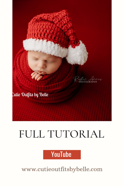 Christmas Baby Hat Tutorial,  Crochet Baby Hat Pattern, Christmas Baby Photoshoot Hat