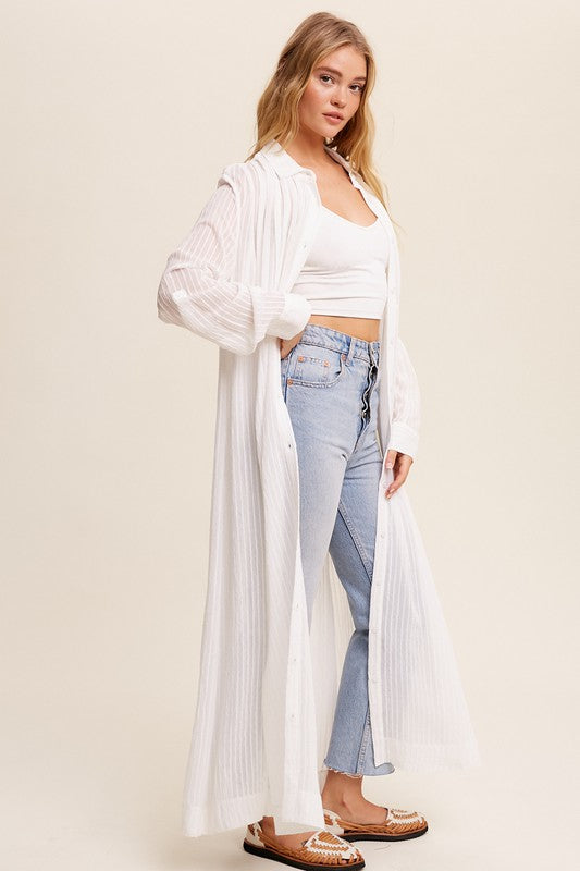 Long Button Down Shirt Maxi Shug, Long Sheer Cover