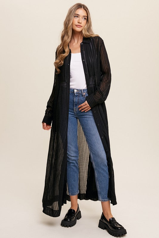 Long Button Down Shirt Maxi Shug, Long Sheer Cover