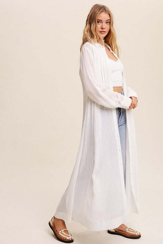 Long Button Down Shirt Maxi Shug, Long Sheer Cover