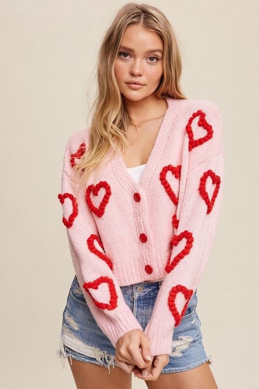 Lots of Love Knit Copped Heart Cardigan