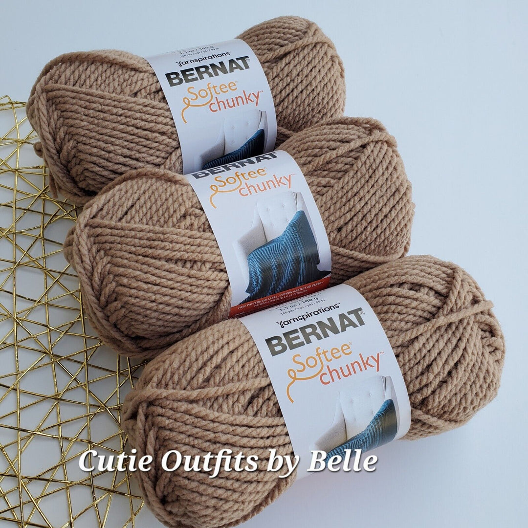 3 PACK Gray Rose Bernat Softee Chunky Yarn, MORE Colors, Super Bulky 3.5 oz/100g