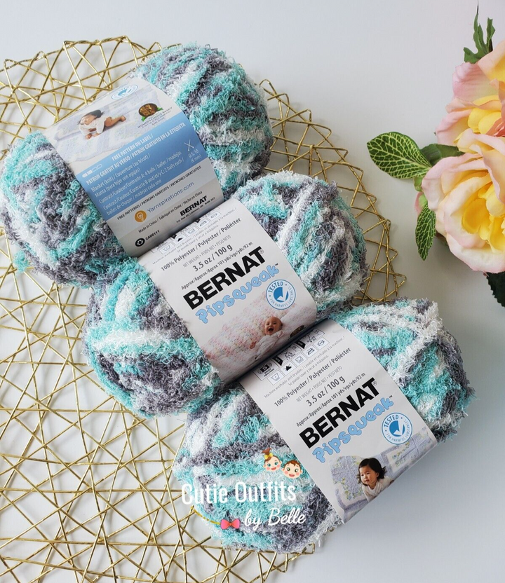 Bernat Pipsqueak Yarn, 3 SKEINS LOT Seaspray Variegated, Bulky #5 Yarn