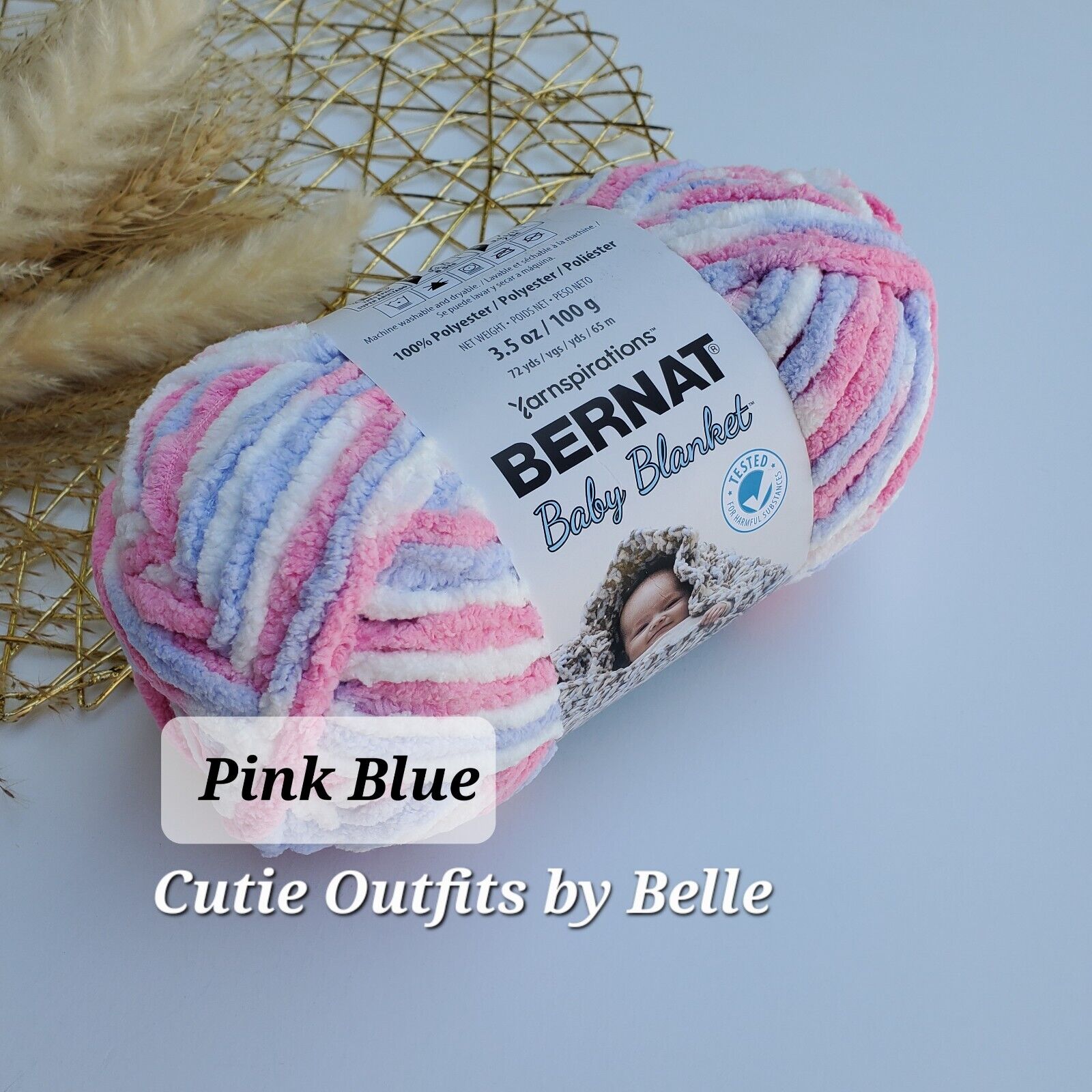 Bernat Baby Blanket Yarn, SMALL Ball 3.5oz/100g Polyester Crochet Knitting Yarn 