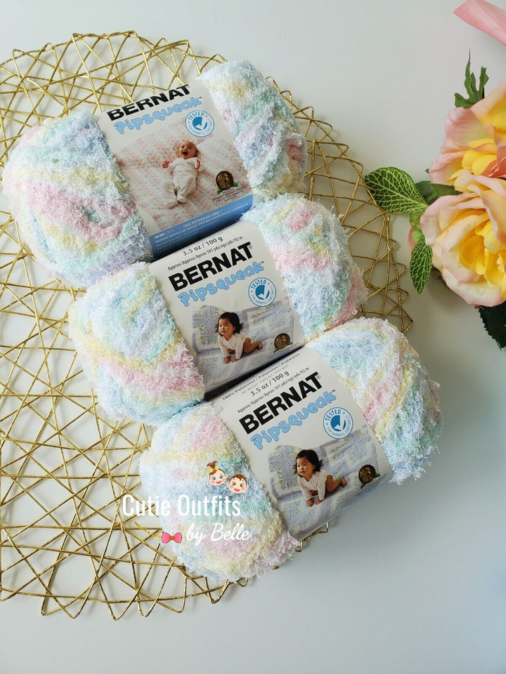 Bernat Pipsqueak Yarn, 3 SKEINS LOT ( 100g/3.52 oz), Polyester Bulky #5 Yarn,