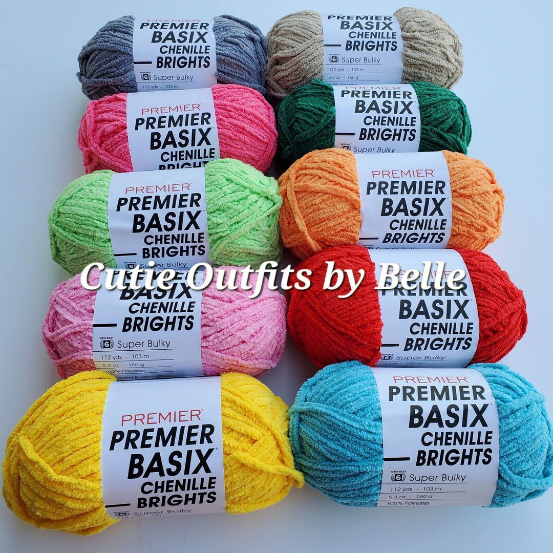 Premier BASIX Chenille Brights 5.3oz/150g, Yarn for Plushies