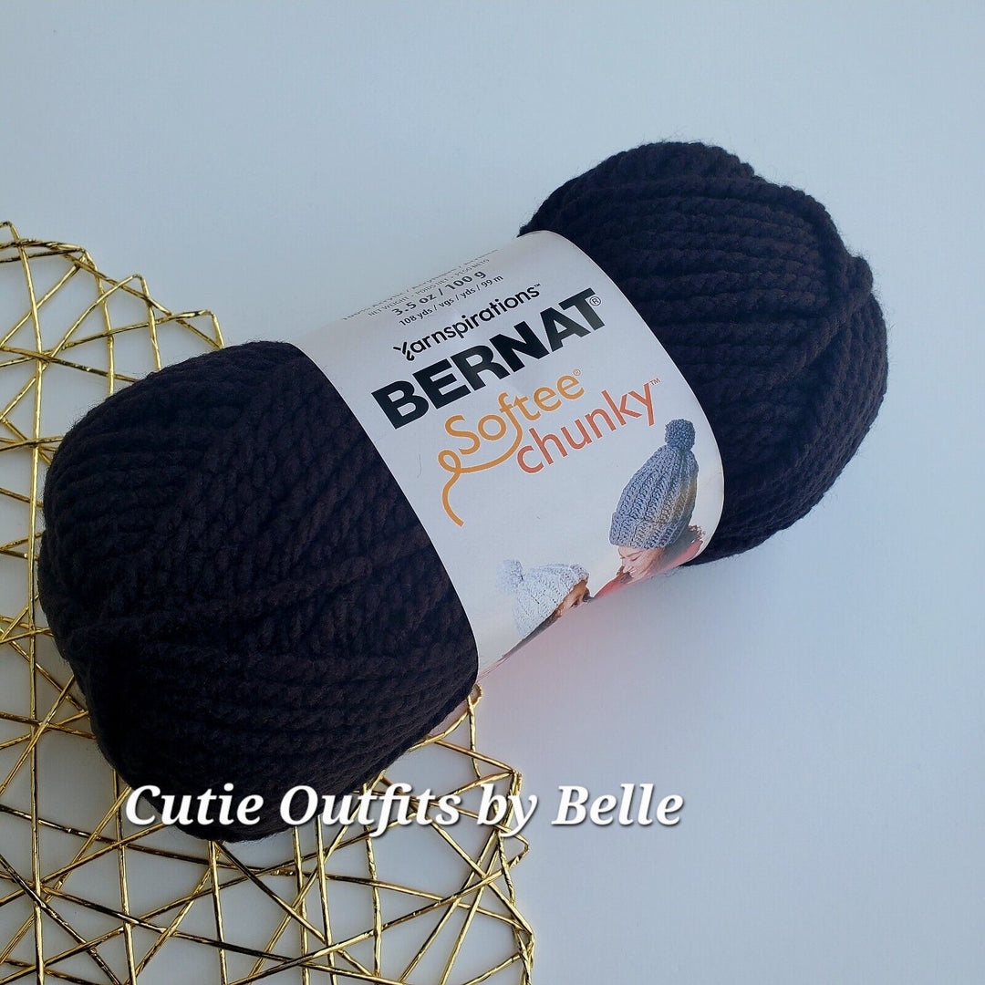 Black Bernat Softee Chunky Yarn, 3.5oz/100g  Bulky #6 Bernat Yarn