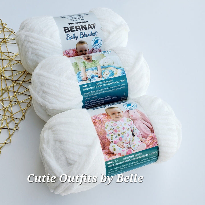 3Pack Bernat Baby Blanket Yarn, SMALL Ball 3.5oz/100g Polyester Crochet Knitting