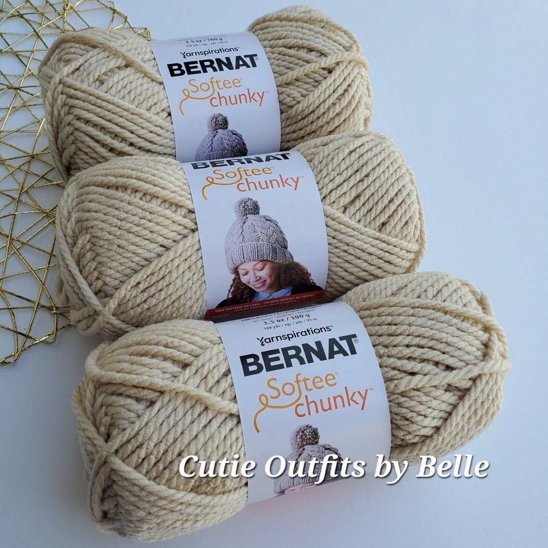 3 PACK Gray Rose Bernat Softee Chunky Yarn, MORE Colors, Super Bulky 3.5 oz/100g