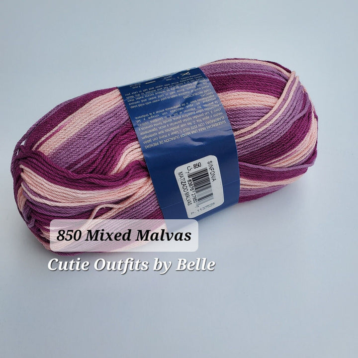 Cotton Variegated Sinfonia Yarn Mercerized Cotton Sport Weight Yarn, 1 Skein