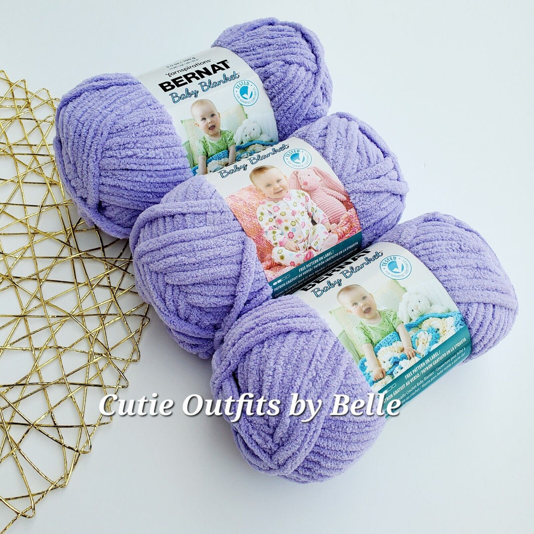 3Pack Bernat Baby Blanket Yarn, SMALL Ball 3.5oz/100g Polyester Crochet Knitting