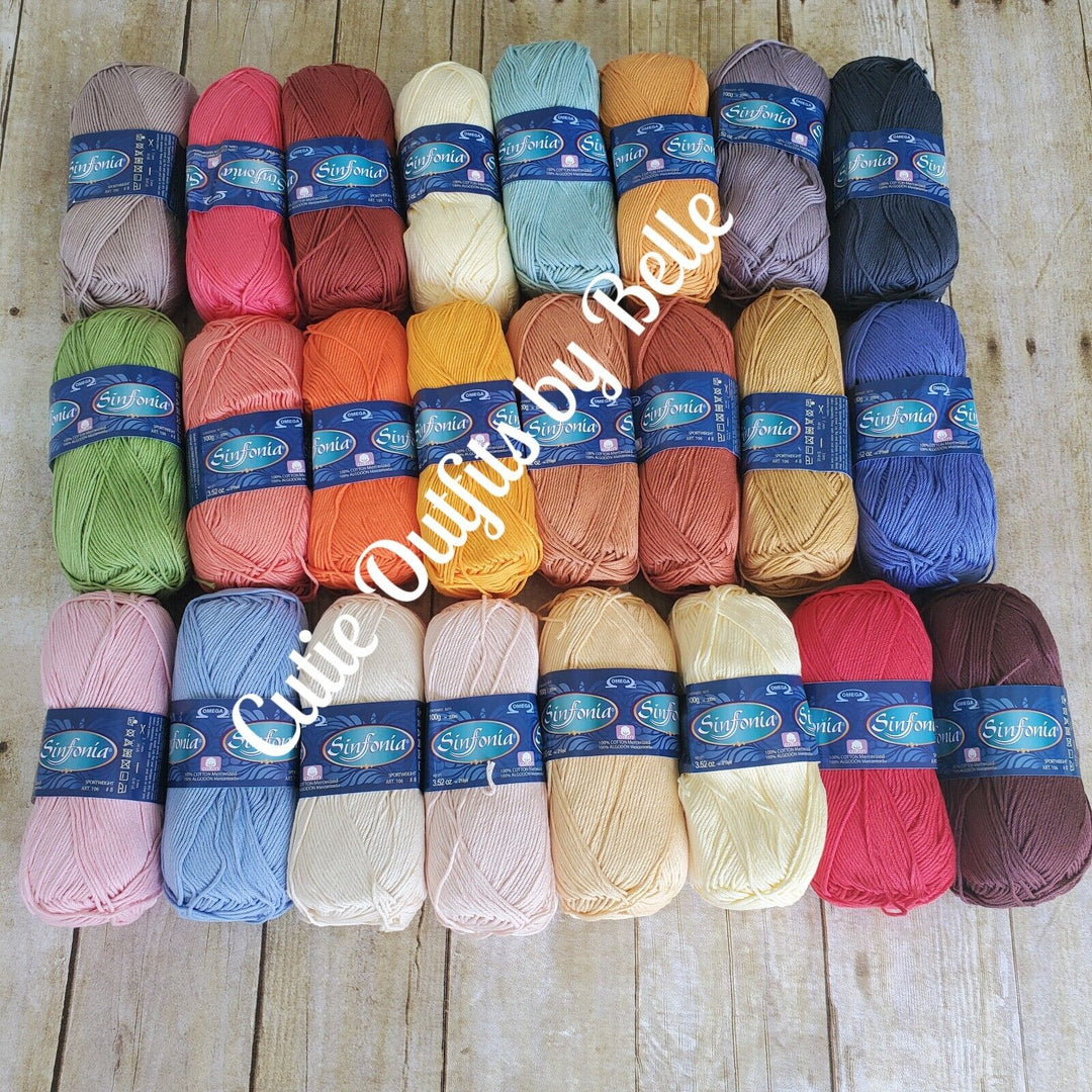 Cotton Yarn, Sinfonia Mercerized Sport Weight Yarn, Omega Yarn Hilazas Algodon