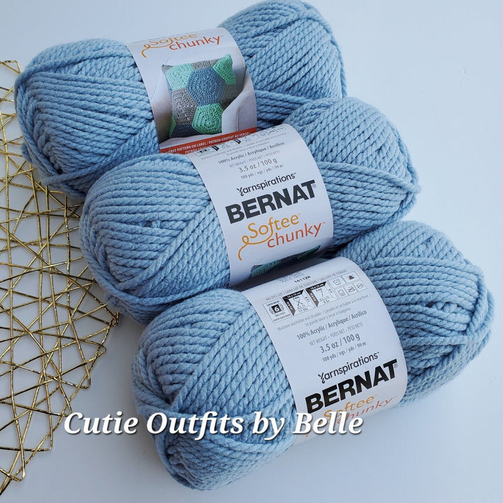 3 PACK Bernat Softee Chunky Yarn, MORE Colors, Super Bulky 3.5 oz/100g