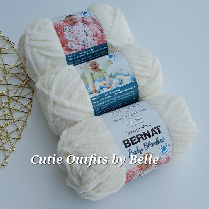 3Pack Bernat Baby Blanket Yarn, SMALL Ball 3.5oz/100g Polyester Crochet Knitting