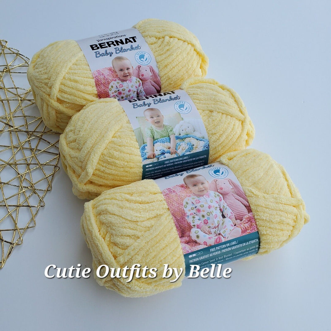 3Pack Bernat Baby Blanket Yarn, SMALL Ball 3.5oz/100g Polyester Crochet Knitting