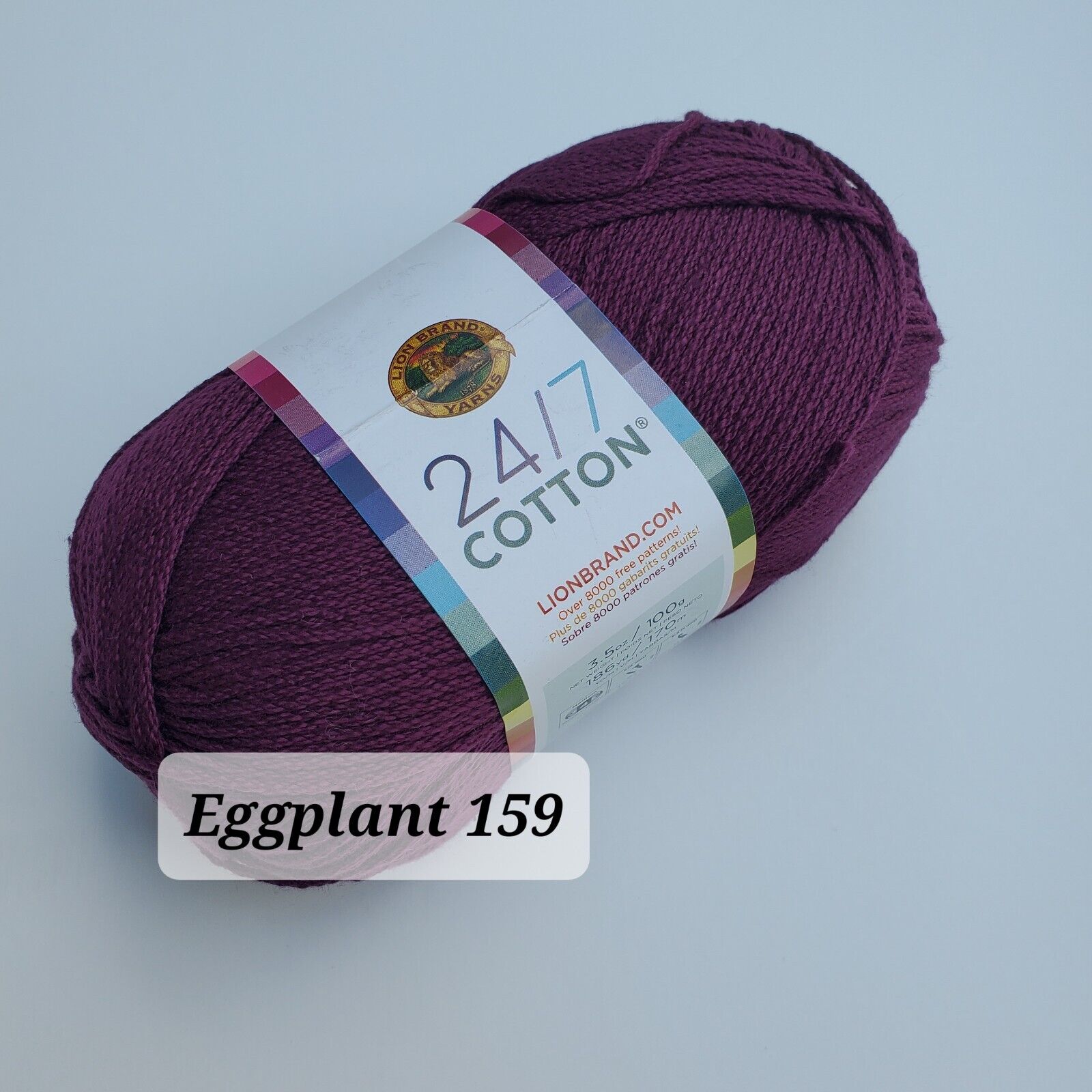 Cotton Yarn, 24/7  Lion Brand Mercerized Cotton Yarn, Choose Color