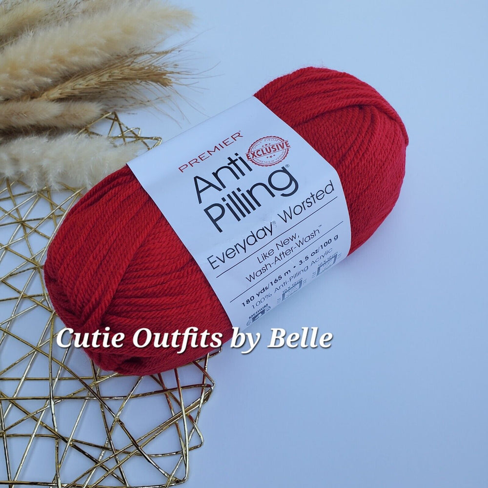 3 SKEINS Premier Anti-Pilling Everyday Worsted Yarn-Really Red