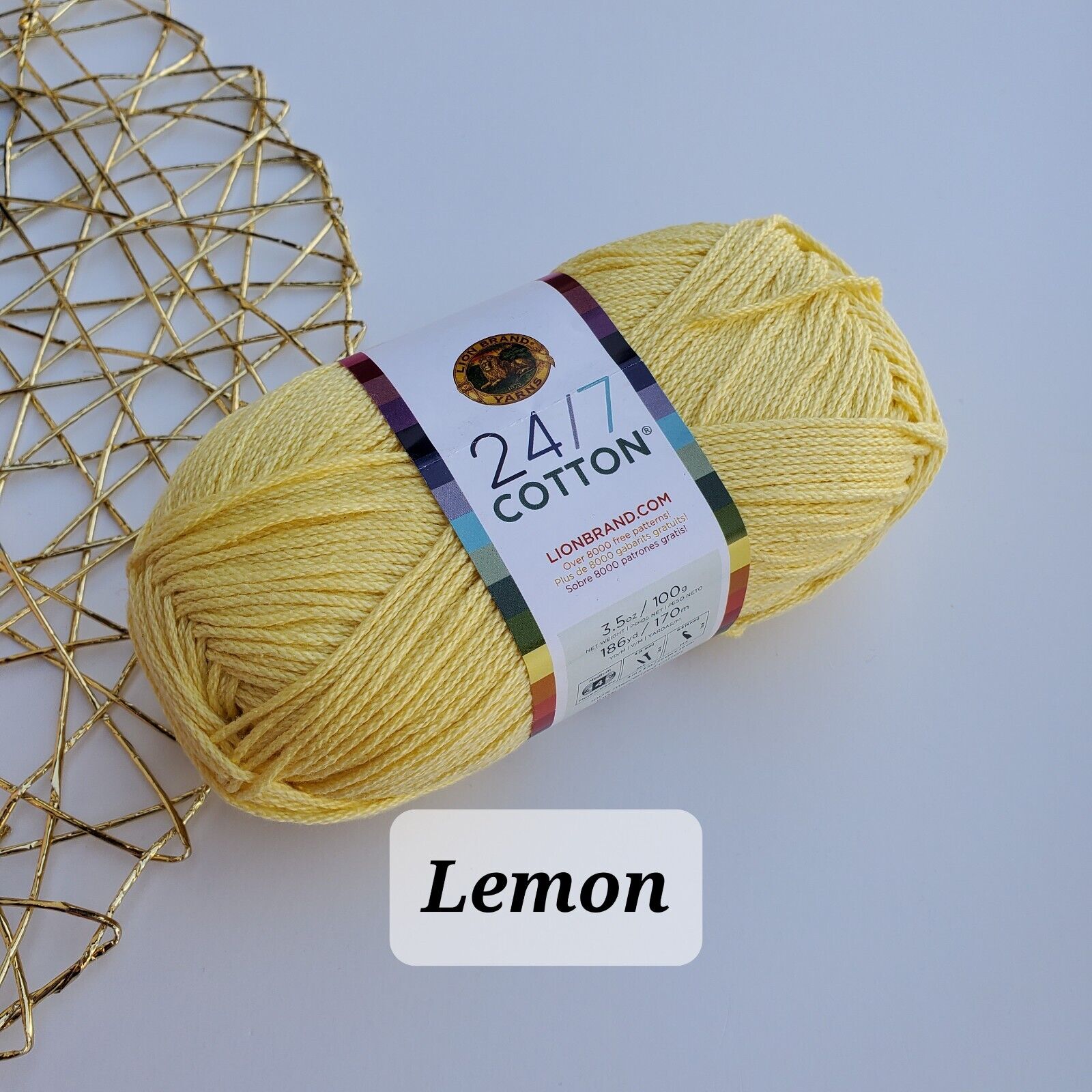 Cotton Yarn, 24/7  Lion Brand Mercerized Cotton Yarn, Choose Color
