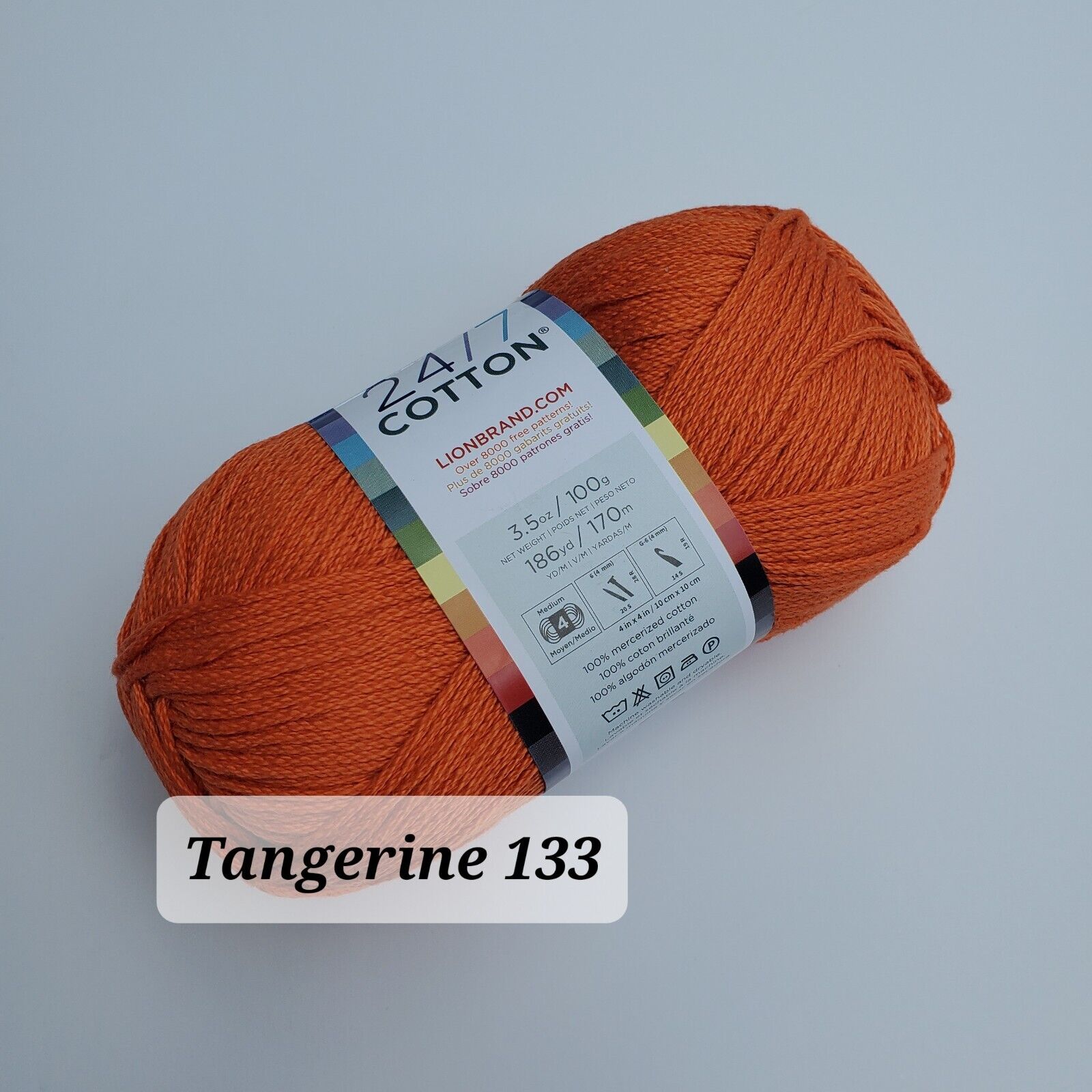 Cotton Yarn, 24/7  Lion Brand Mercerized Cotton Yarn, Choose Color