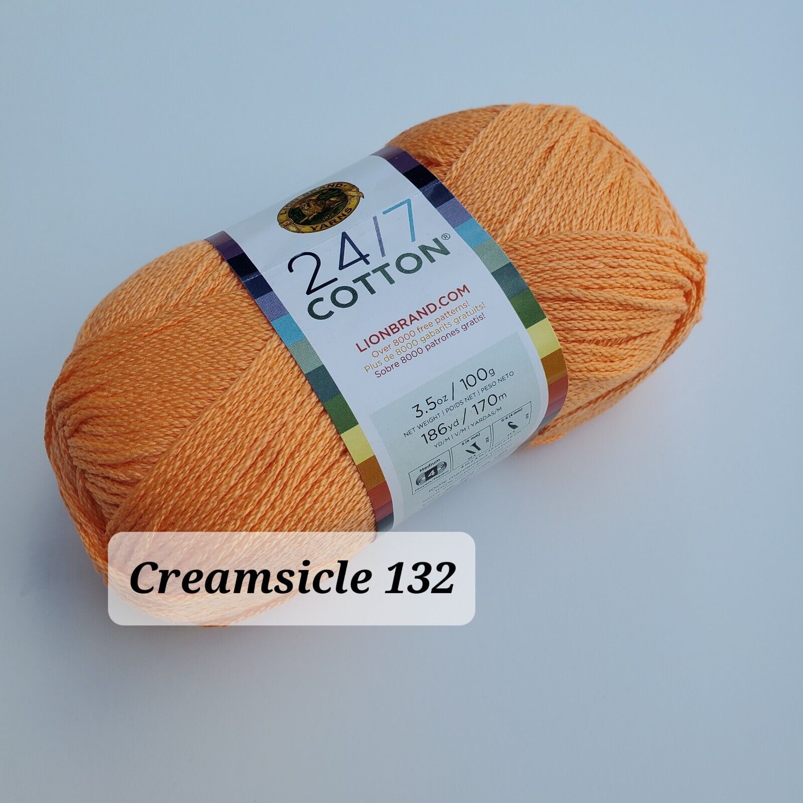 Cotton Yarn, 24/7  Lion Brand Mercerized Cotton Yarn, Choose Color