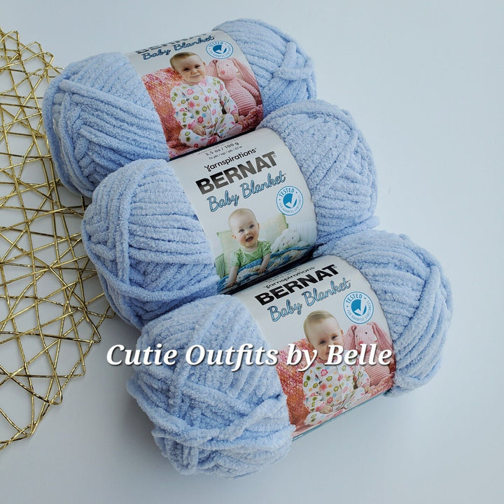 3Pack Bernat Baby Blanket Yarn, SMALL Ball 3.5oz/100g Polyester Crochet Knitting