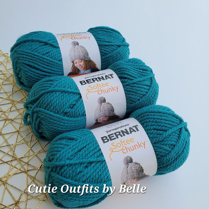 3 PACK Bernat Softee Chunky Yarn, MORE Colors, Super Bulky 3.5 oz/100g