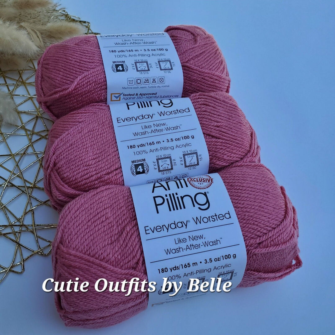 3 SKEINS Premier Anti-Pilling Everyday Worsted Yarn-Really Red