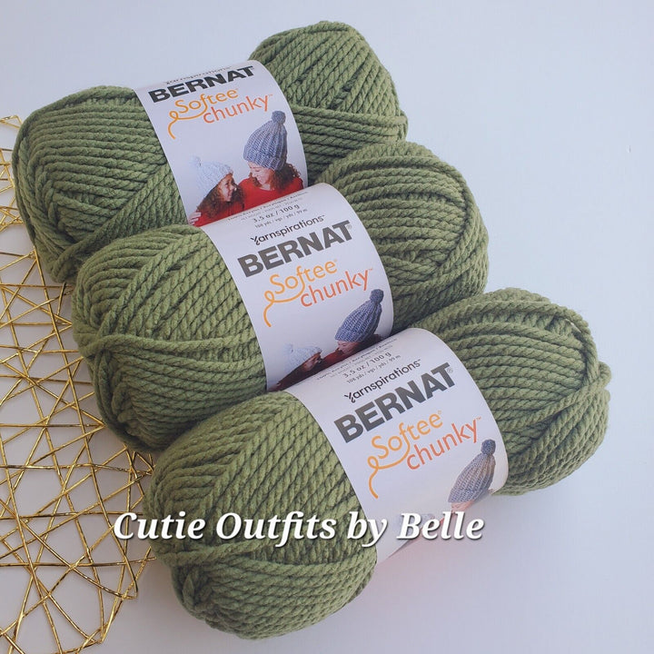 3 PACK Gray Rose Bernat Softee Chunky Yarn, MORE Colors, Super Bulky 3.5 oz/100g