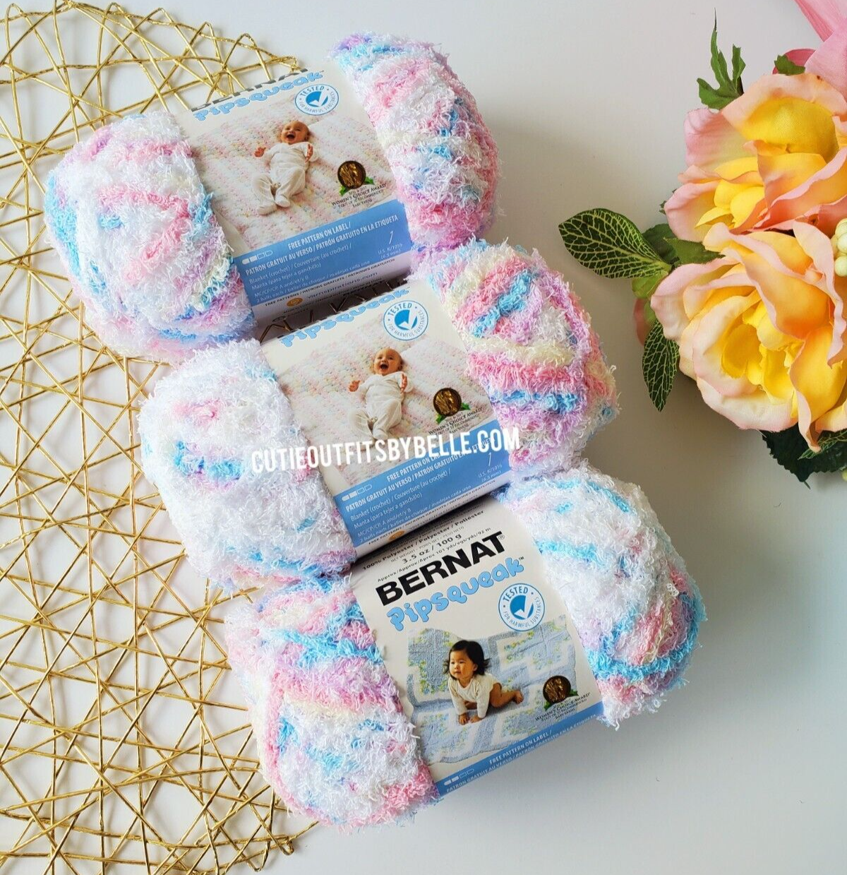 Bernat Pipsqueak Yarn, Sittin Pretty White 3 SKEINS LOT, Polyester Bulky #5 Yarn