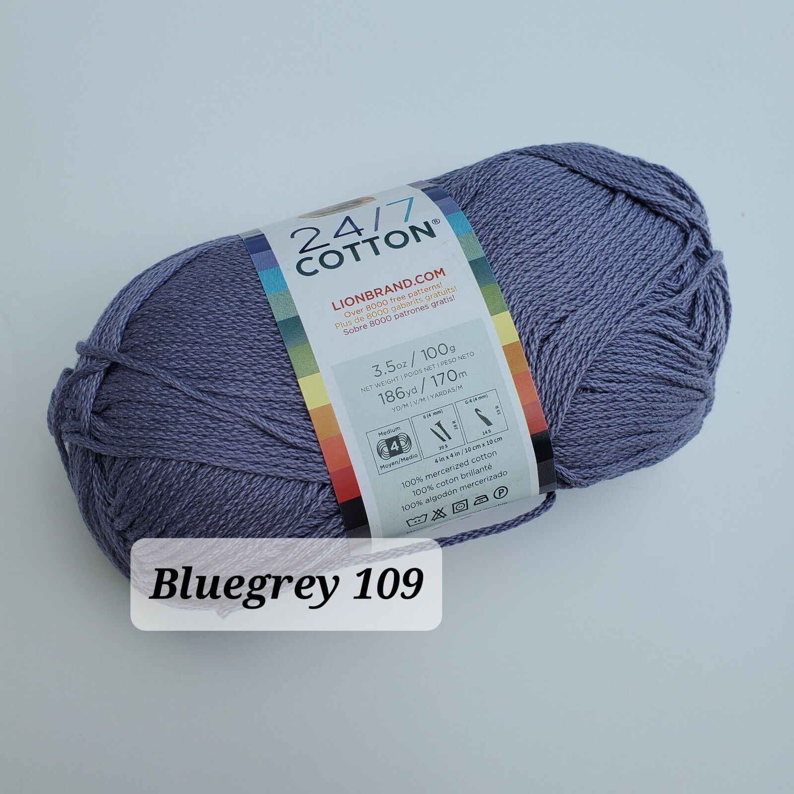 Cotton Yarn, 24/7  Lion Brand Mercerized Cotton Yarn, Choose Color