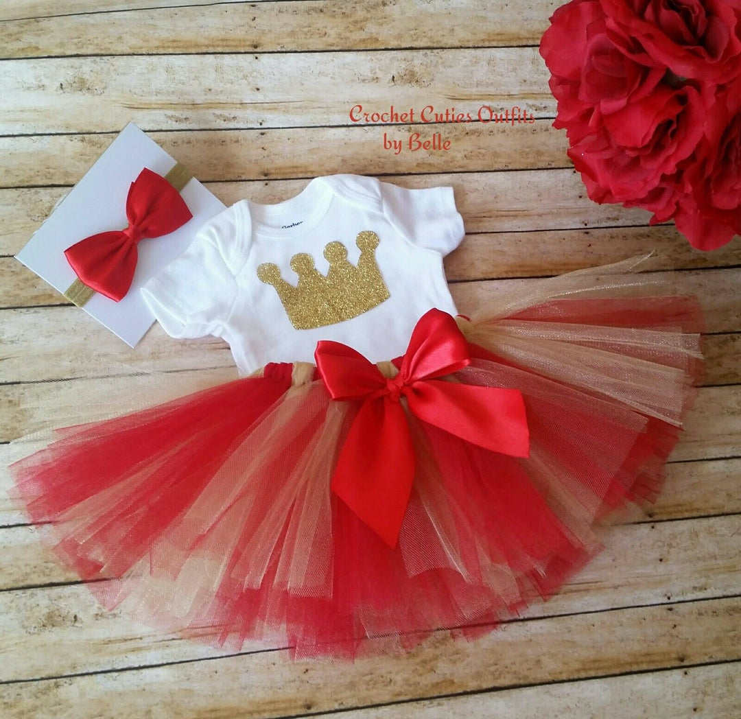 Christmas Outfit,Tutu Baby Girl Outfit, Birthday Girl Set Personalized Baby Gift