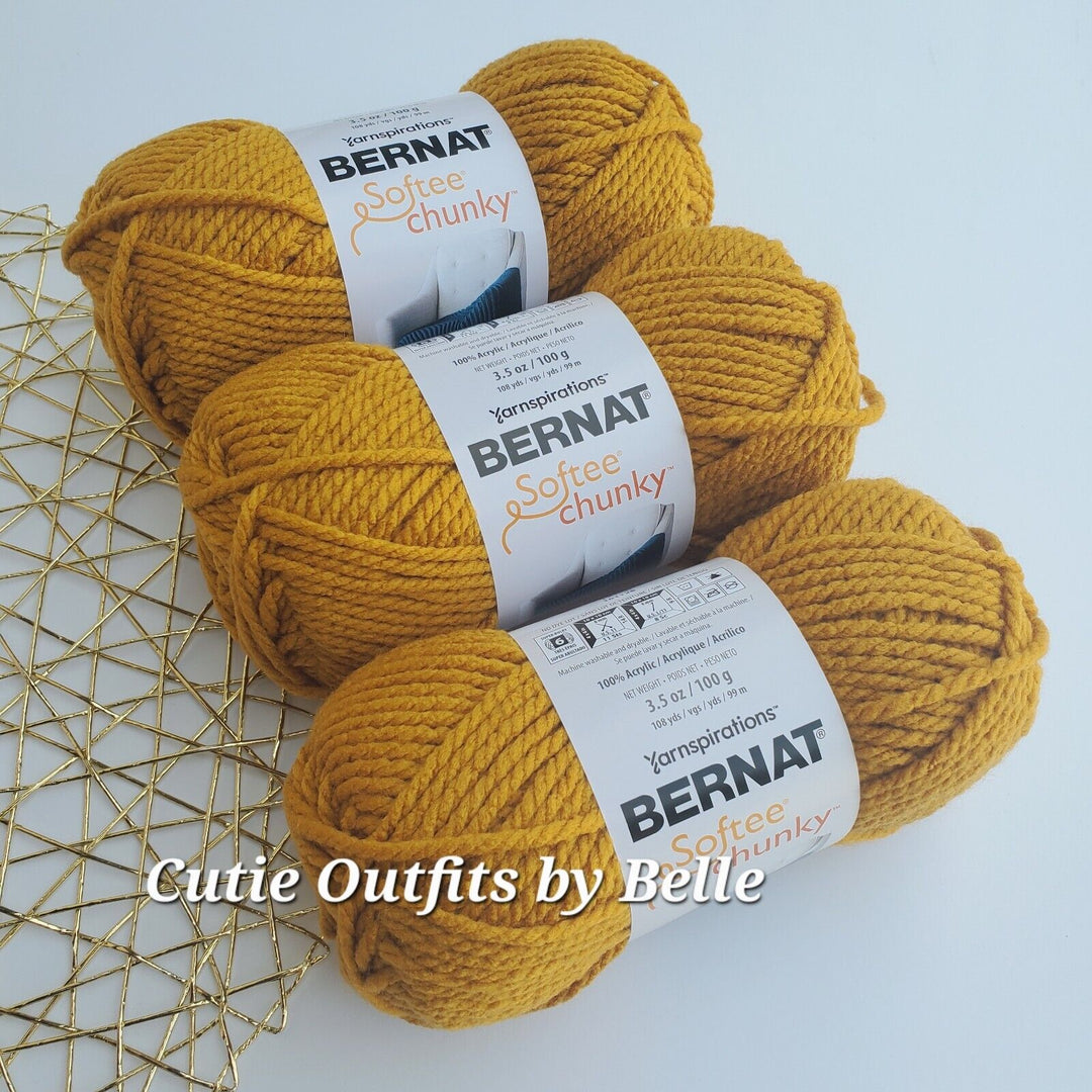 3 PACK Bernat Softee Chunky Yarn, MORE Colors, Super Bulky 3.5 oz/100g