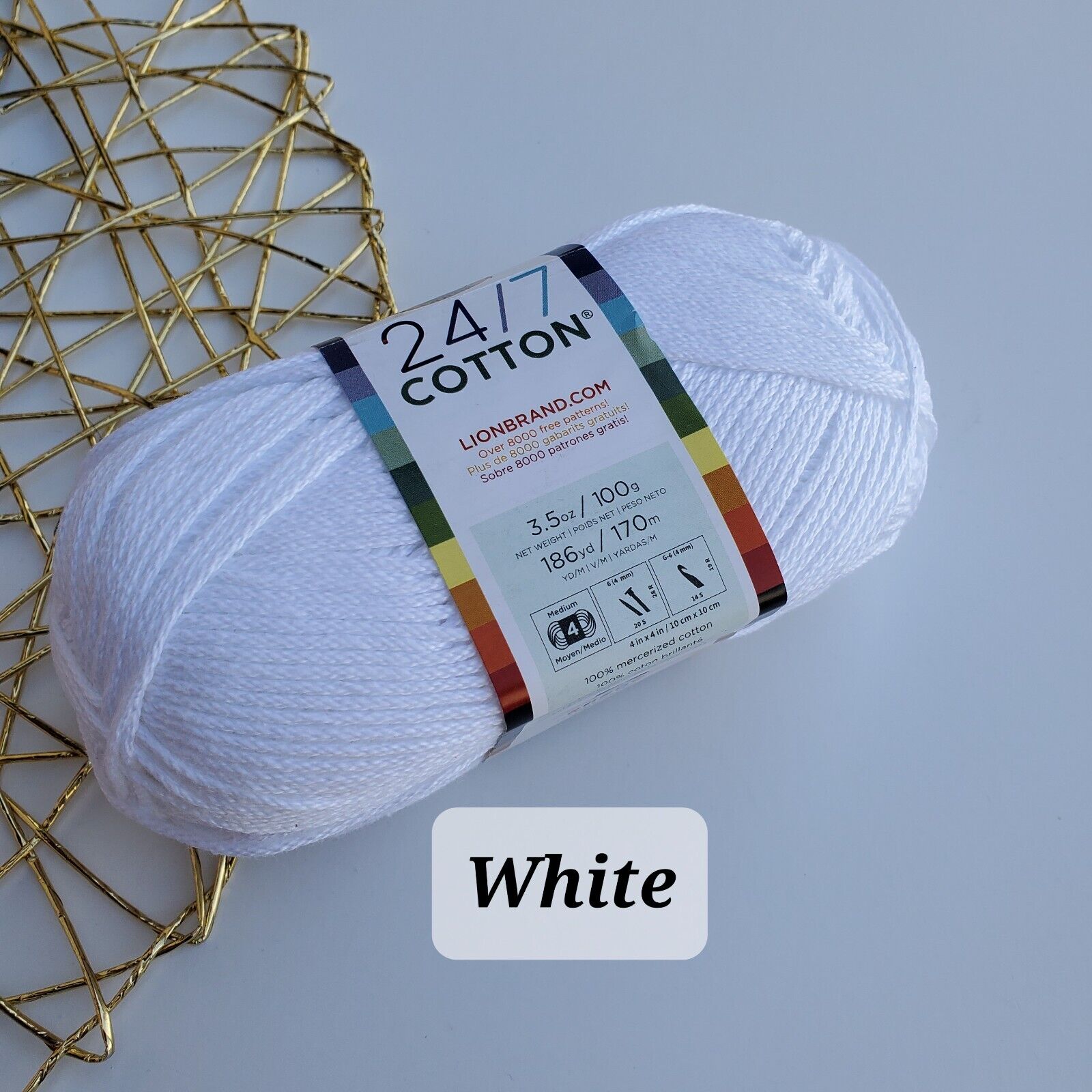 Cotton Yarn, 24/7  Lion Brand Mercerized Cotton Yarn, Choose Color