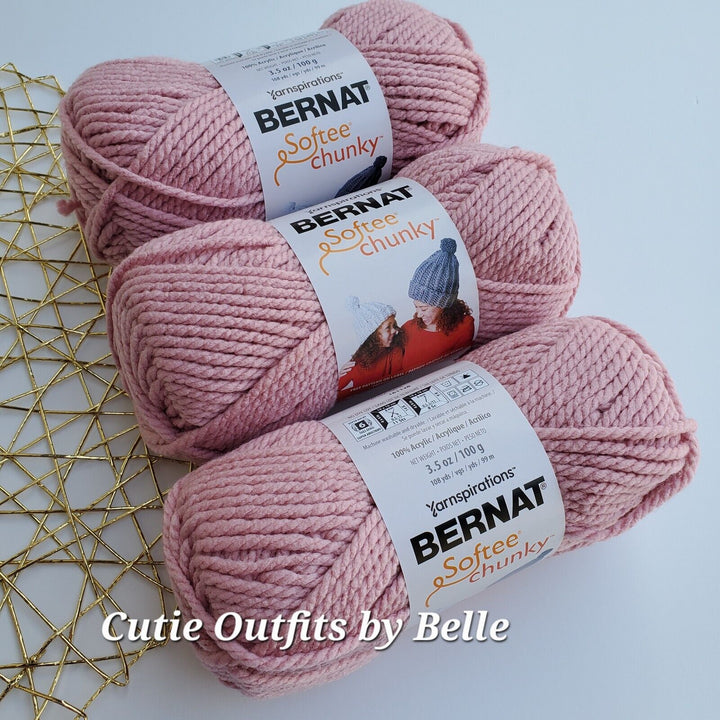 3 PACK Bernat Softee Chunky Yarn, MORE Colors, Super Bulky 3.5 oz/100g