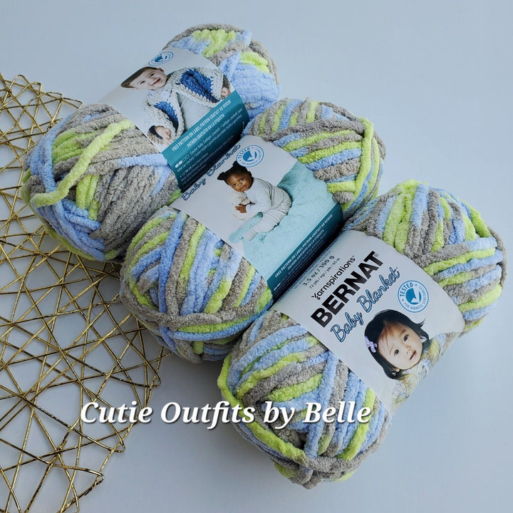 3Pack Bernat Baby Blanket Yarn, SMALL Ball 3.5oz/100g Polyester Crochet Knitting