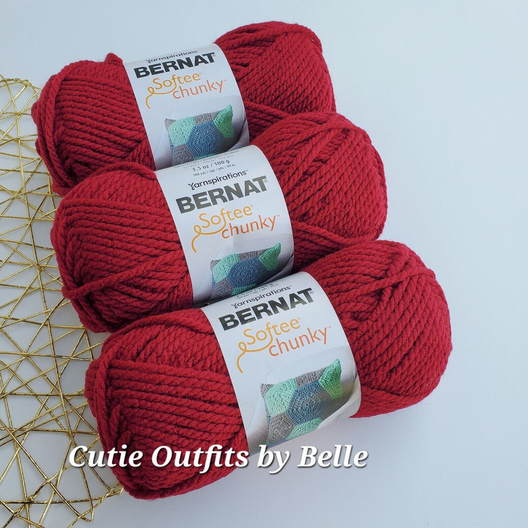 3 PACK Bernat Softee Chunky Yarn, MORE Colors, Super Bulky 3.5 oz/100g