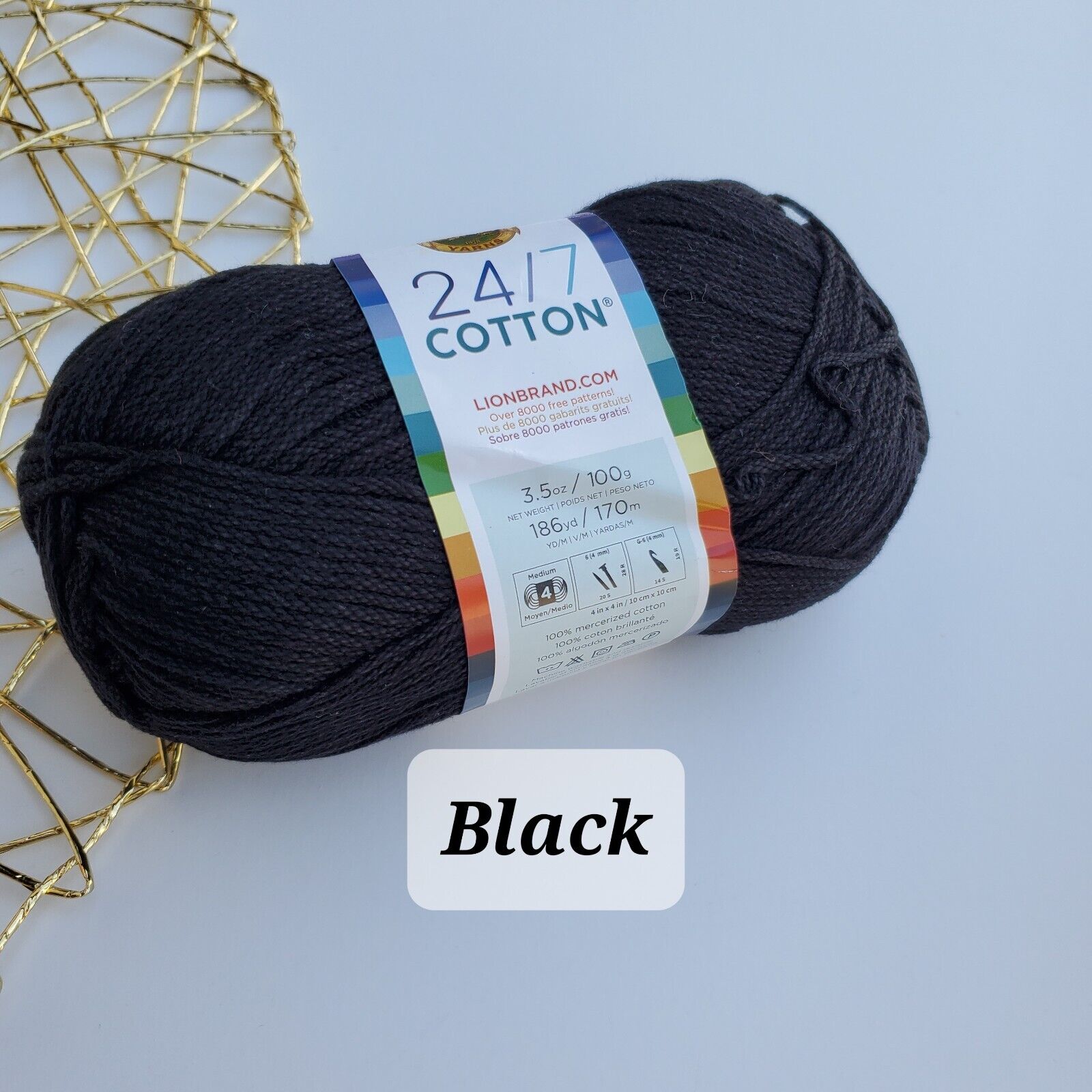 Cotton Yarn, 24/7  Lion Brand Mercerized Cotton Yarn, Choose Color