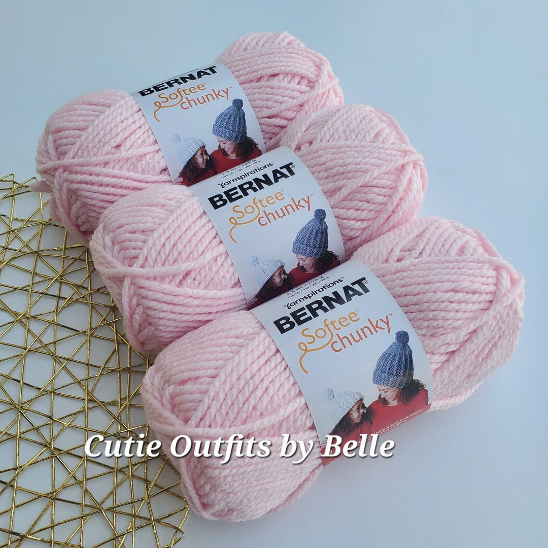 3 PACK Gray Rose Bernat Softee Chunky Yarn, MORE Colors, Super Bulky 3.5 oz/100g