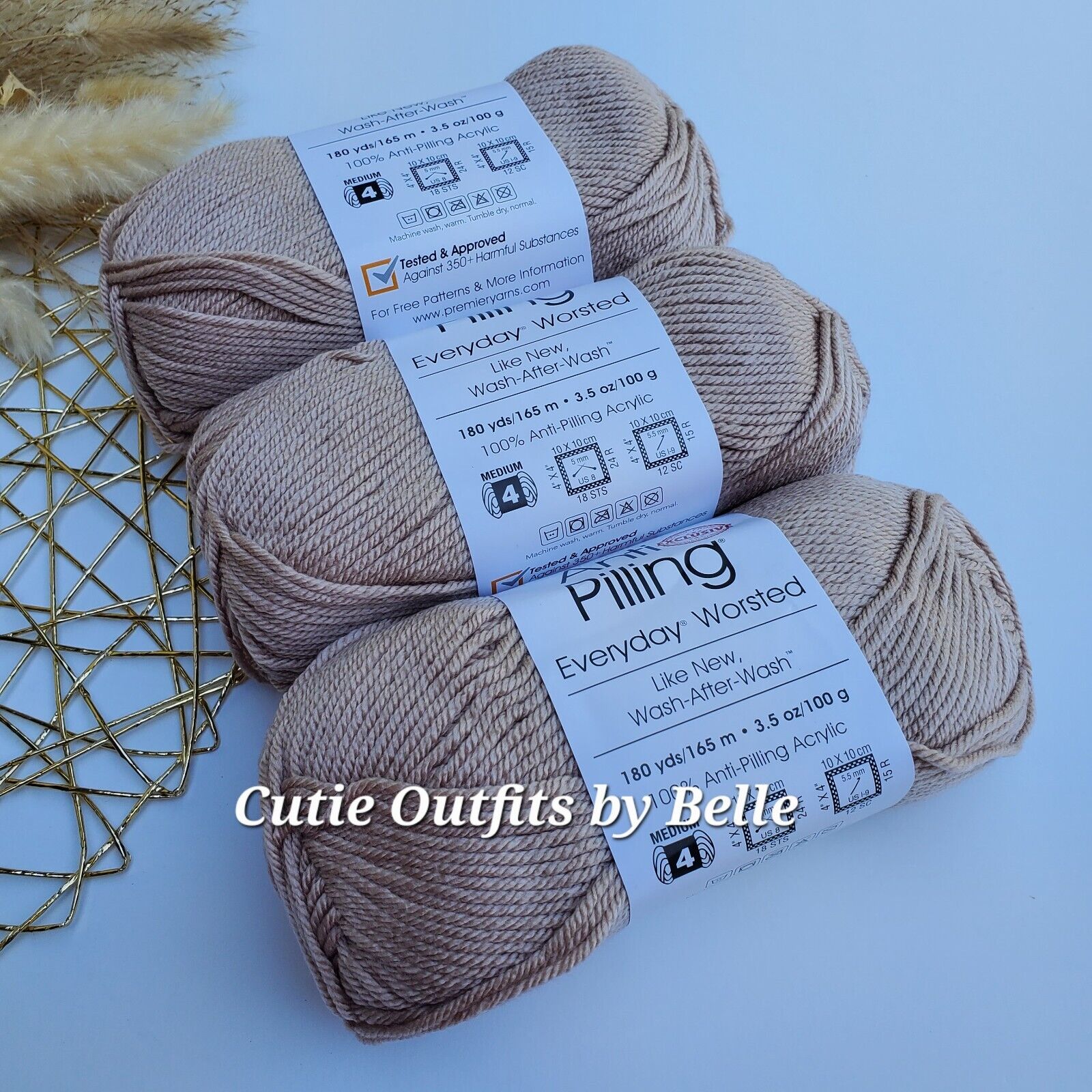 3 SKEINS Premier Anti-Pilling Everyday Worsted Yarn-Really Red