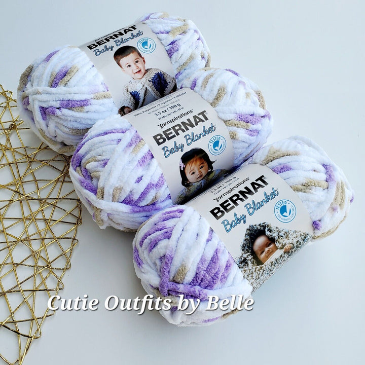 3Pack Bernat Baby Blanket Yarn, SMALL Ball 3.5oz/100g Polyester Crochet Knitting