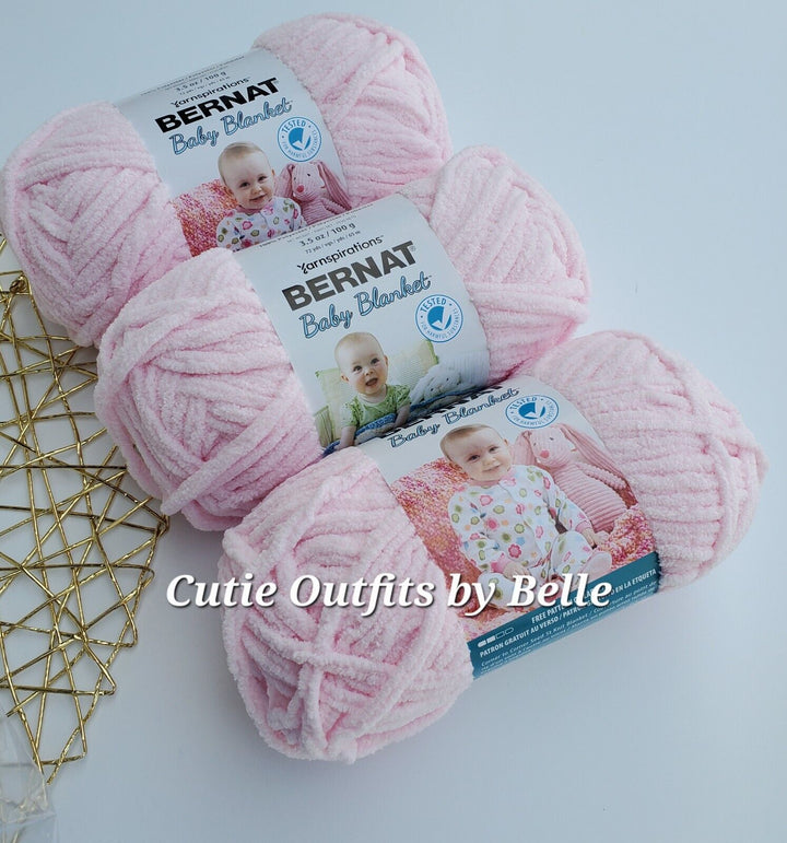 3Pack Bernat Baby Blanket Yarn, SMALL Ball 3.5oz/100g Polyester Crochet Knitting