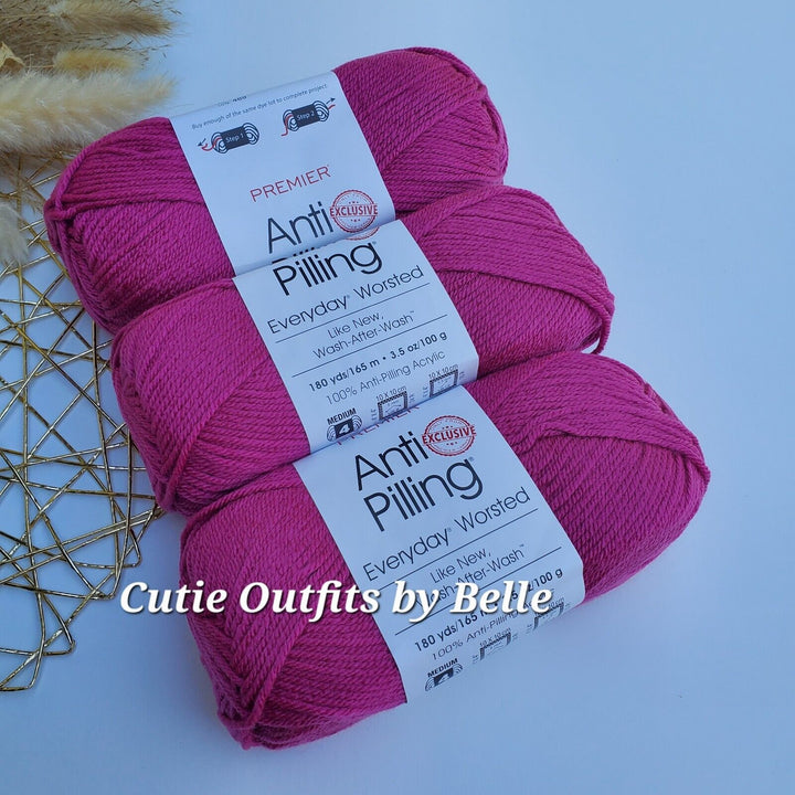 3 SKEINS Premier Anti-Pilling Everyday Worsted Yarn-Really Red