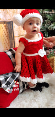 Crochet Red Christmas Crochet Baby Outfit , Crochet Newborn Outfit, Photo Prop Outfit
