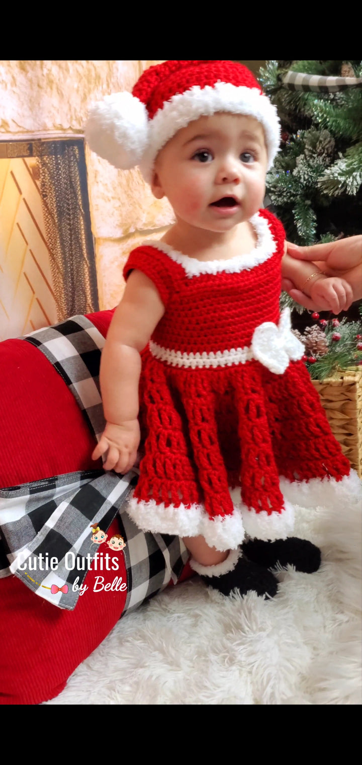 Crochet Red Christmas Crochet Baby Outfit , Crochet Newborn Outfit, Photo Prop Outfit