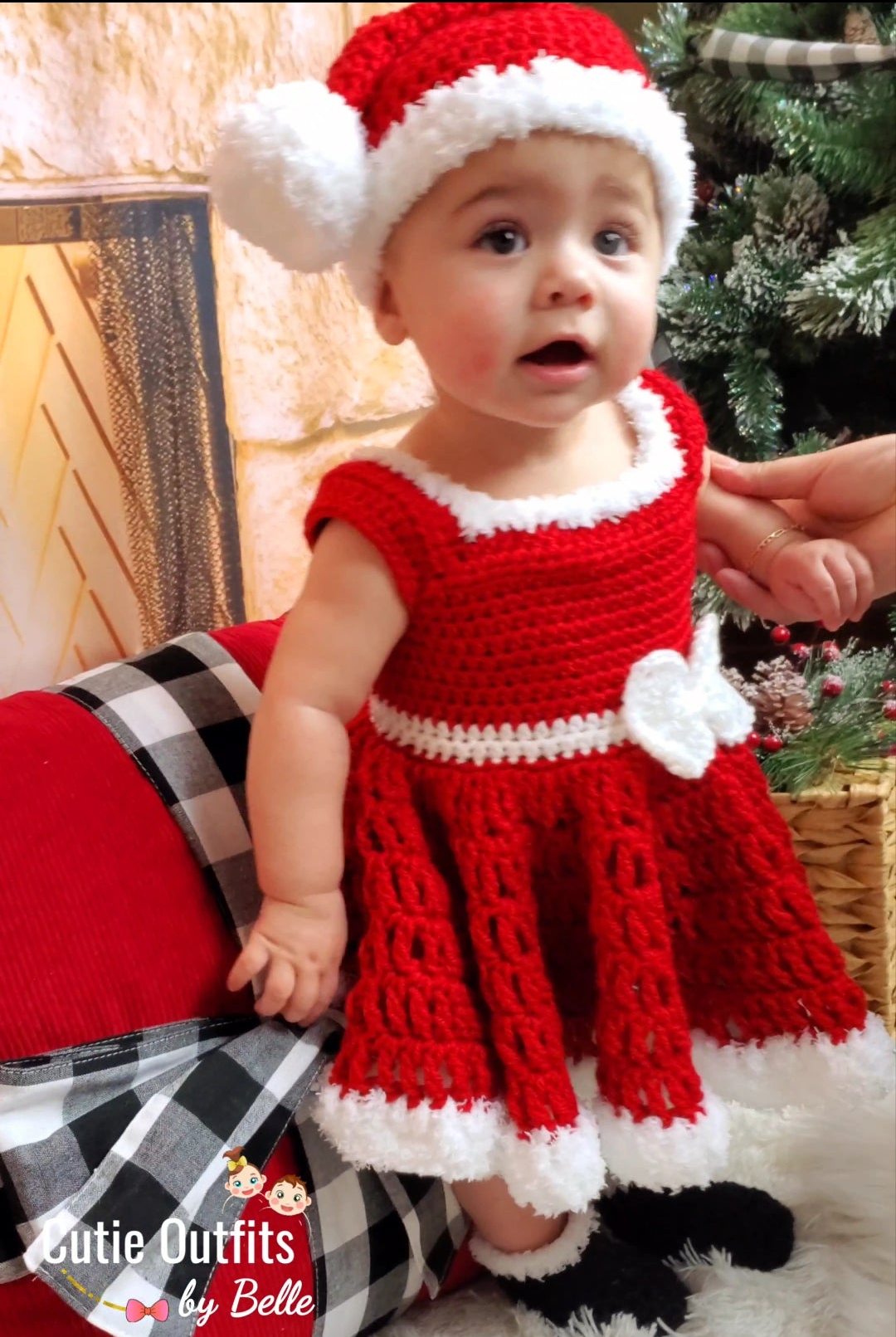 Crochet Red Christmas Crochet Baby Outfit , Crochet Newborn Outfit, Photo Prop Outfit
