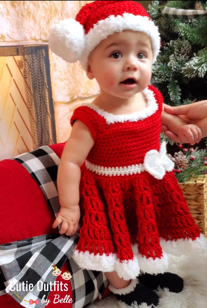 Crochet Red Christmas Crochet Baby Outfit , Crochet Newborn Outfit, Photo Prop Outfit