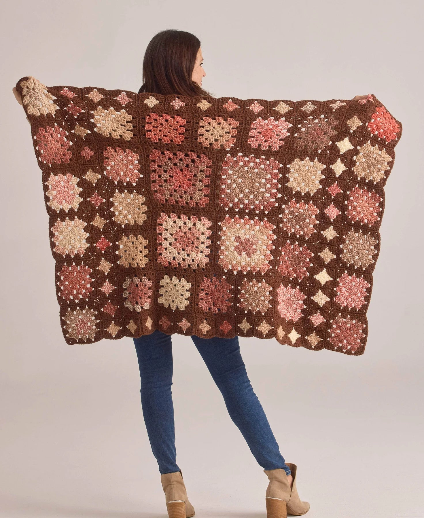 Free Crochet Pattern, Brown Crochet Blanket PATTERN, PDF Pattern Only